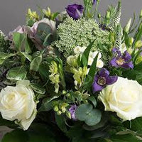 Bouquet of flowers with white roses, purple flowers,delivery Winchester Florists
