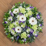 White Lime  and Blue Funeral Posie - Joannes Florist Winchester