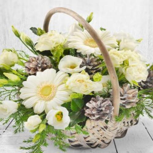 Christmas Basket White Roses Winchester Delivery