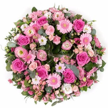 Vintage Pink Funeral Wreath Posy suitable for Mum. Winchester Florists
