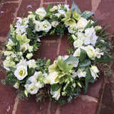 Luxury White and Lime Spring Funeral Wreath - Joannes Florist Winchester
