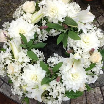 White Summer Flower Wreath - Joannes Florist Winchester