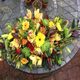 Yellow Orchid Funeral Spray - Joannes Florist Winchester