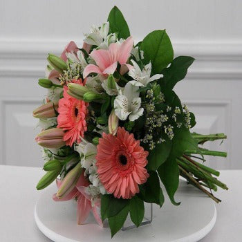Pink Gerbera and Lily Bouquet - Joannes Florist Winchester