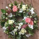 Pink and White Rose Funeral Wreath - Joannes Florist Winchester